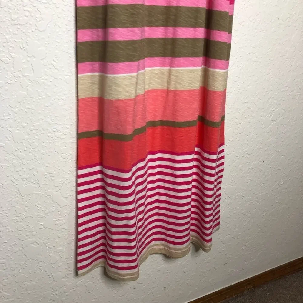 Tommy Bahama pink white tan striped sleeveless maxi dress size Extra Small XS